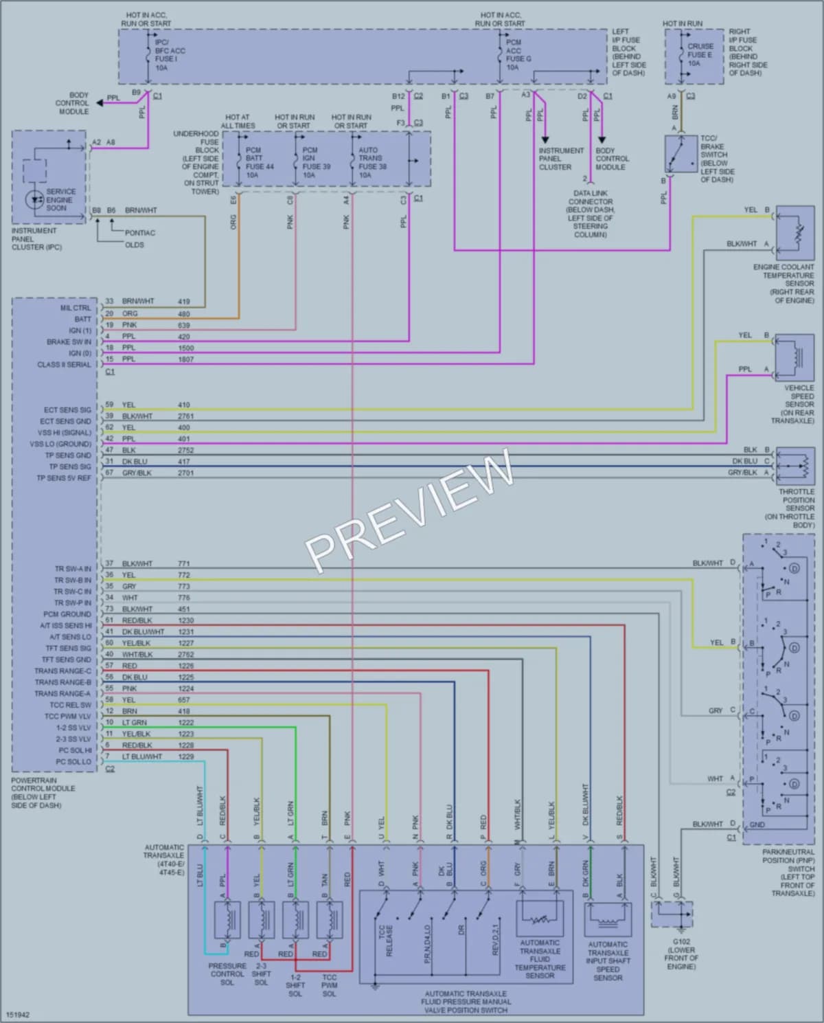 2002 Oldsmobile Alero Transmission wiring diagram preview