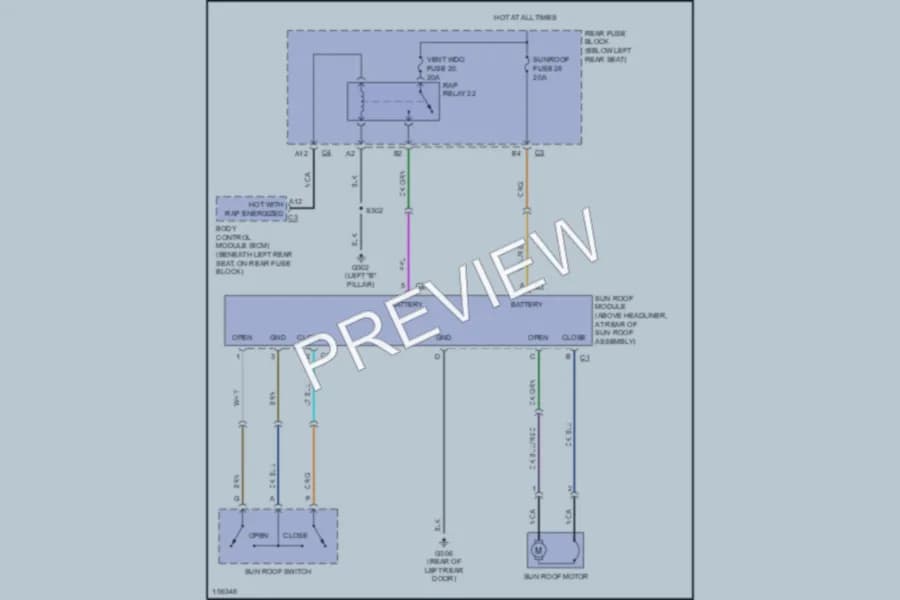 2002 Oldsmobile Bravada Power Top Sunroof wiring diagram preview