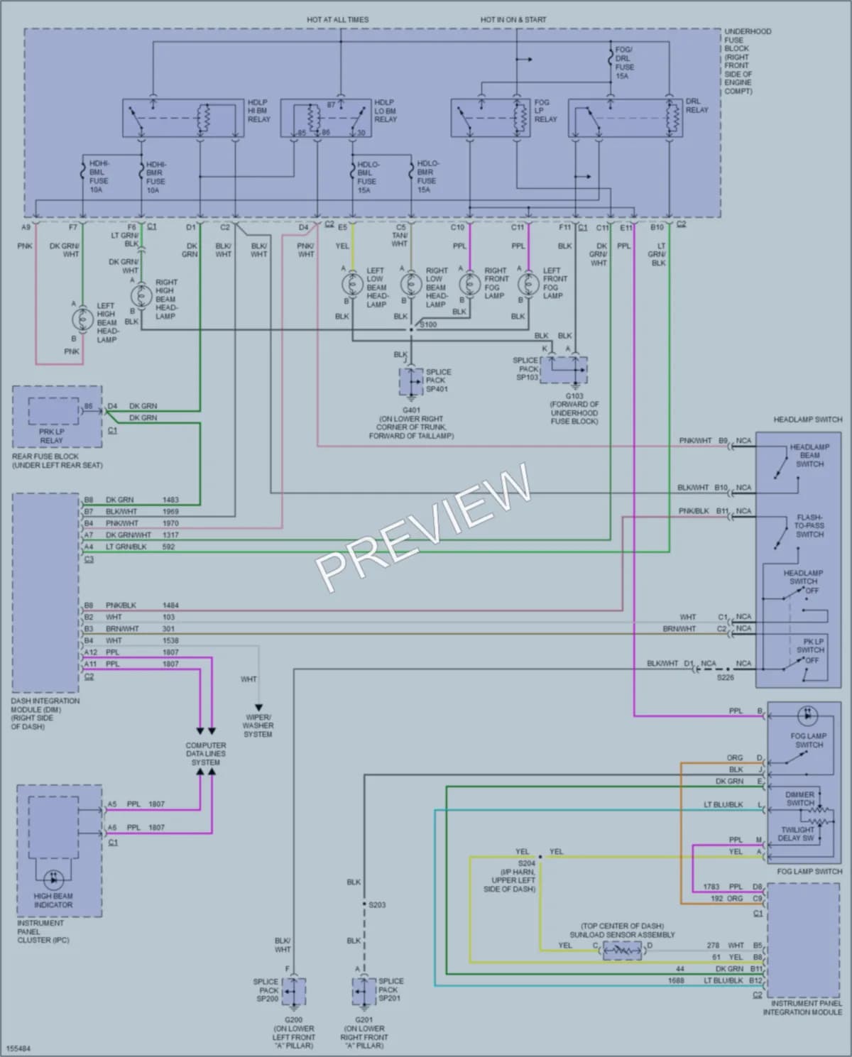 2002 Pontiac Bonneville Headlights wiring diagram preview