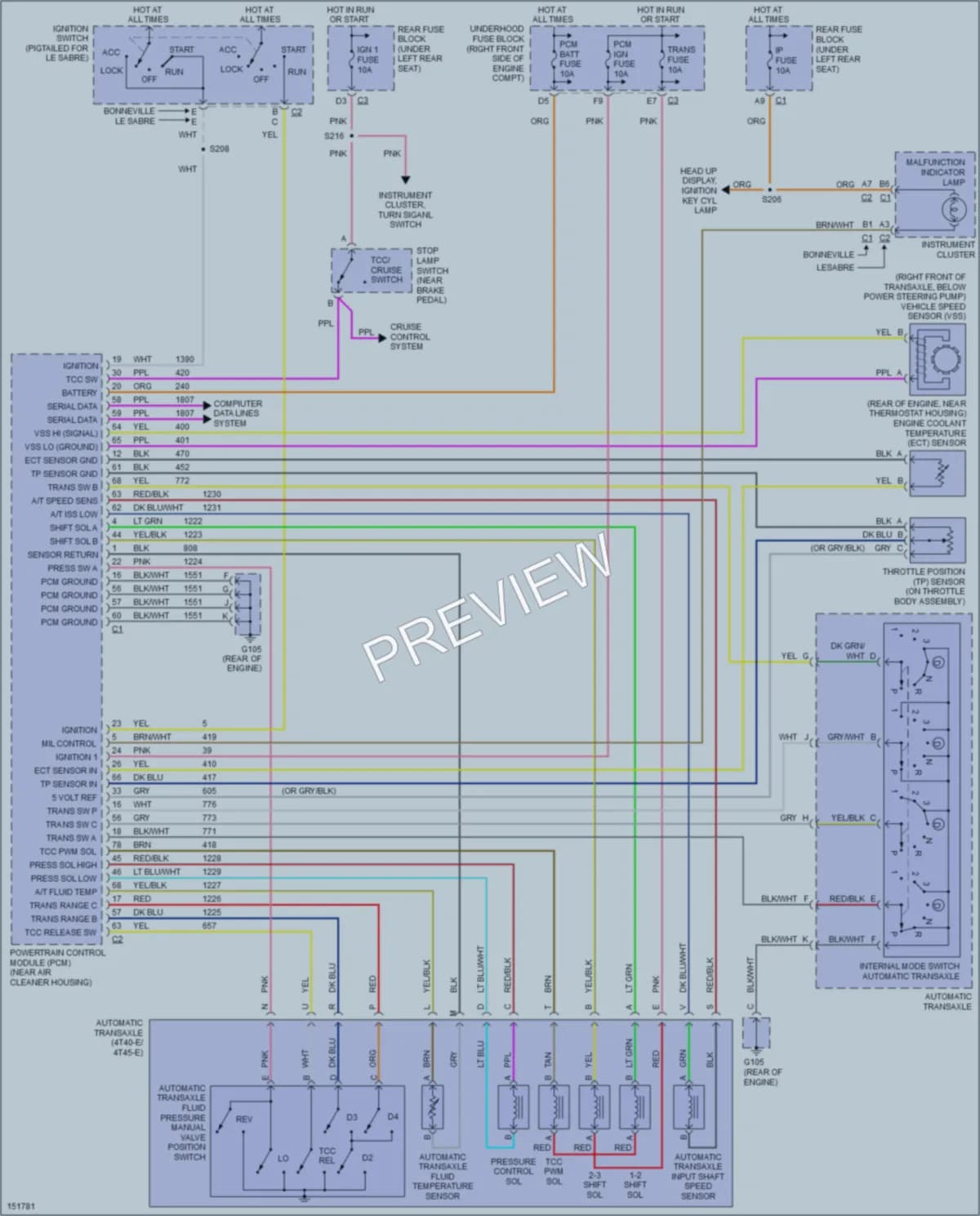 2002 Pontiac Bonneville Transmission wiring diagram preview