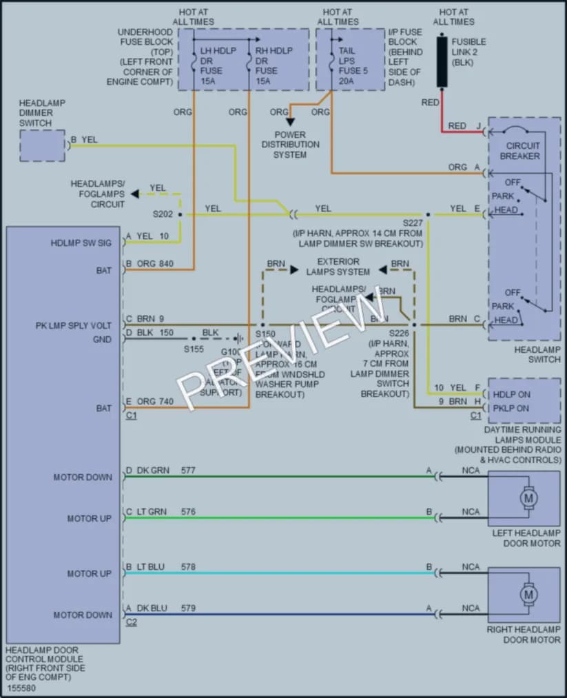 2002 Pontiac Firebird Headlights wiring diagram preview