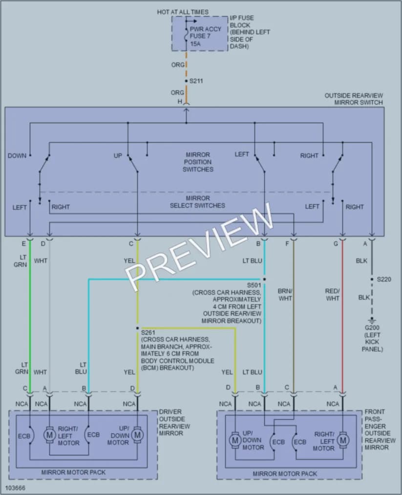 2002 Pontiac Firebird Power Mirrors wiring diagram preview