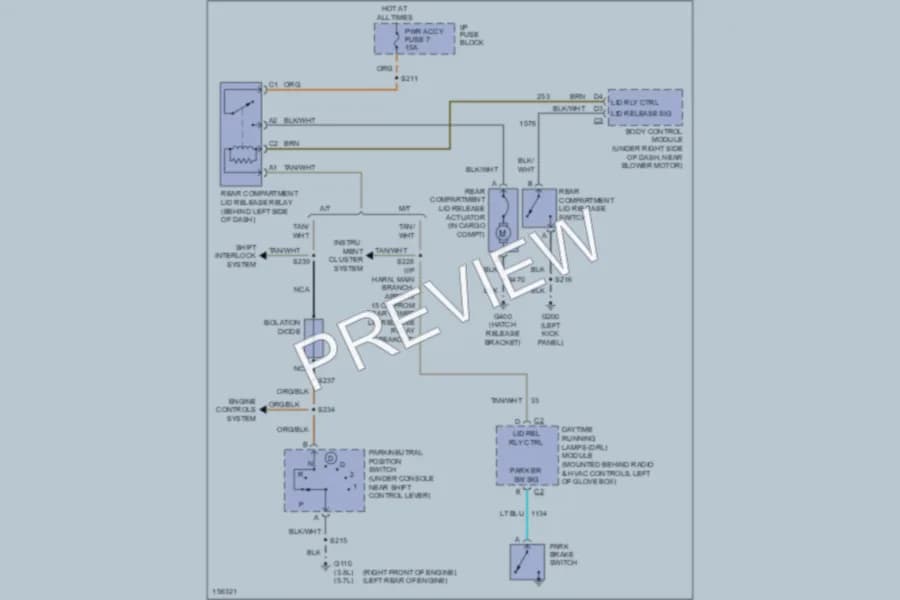 2002 Pontiac Firebird Trunk Tailgate Fuel Door wiring diagram preview