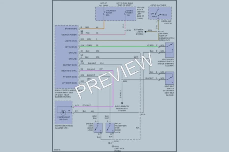2002 Pontiac Firebird Warning Systems wiring diagram preview
