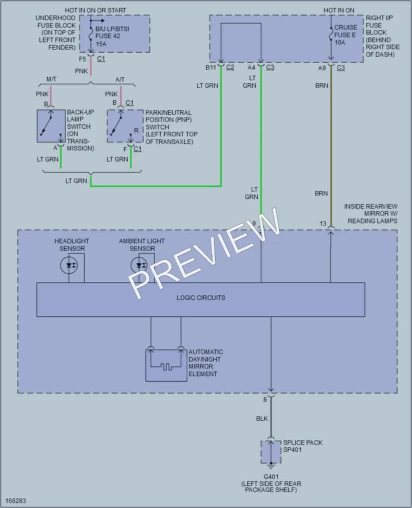2002 Pontiac GrandAm Power Mirrors wiring diagram preview