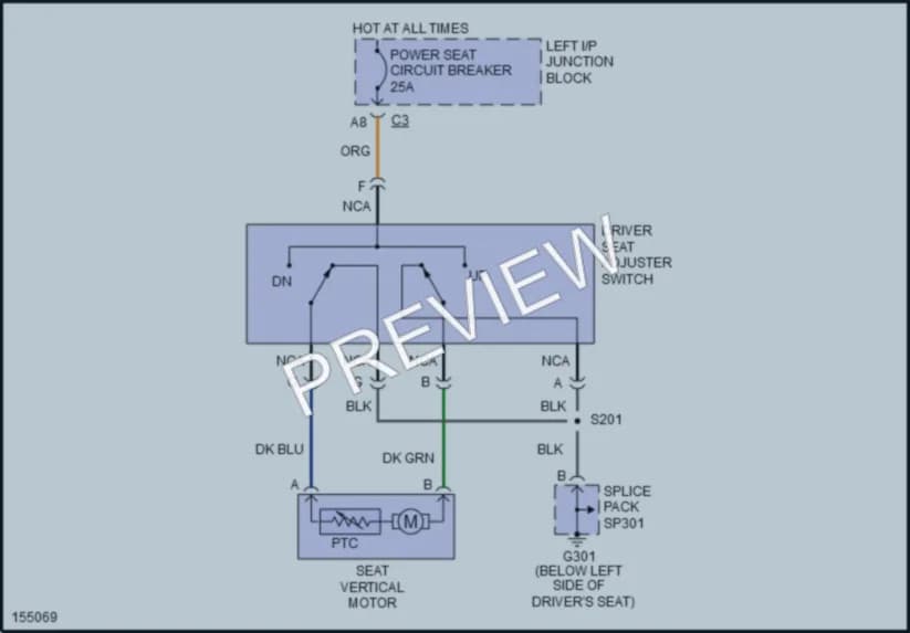 2002 Pontiac GrandAm Power Seats wiring diagram preview