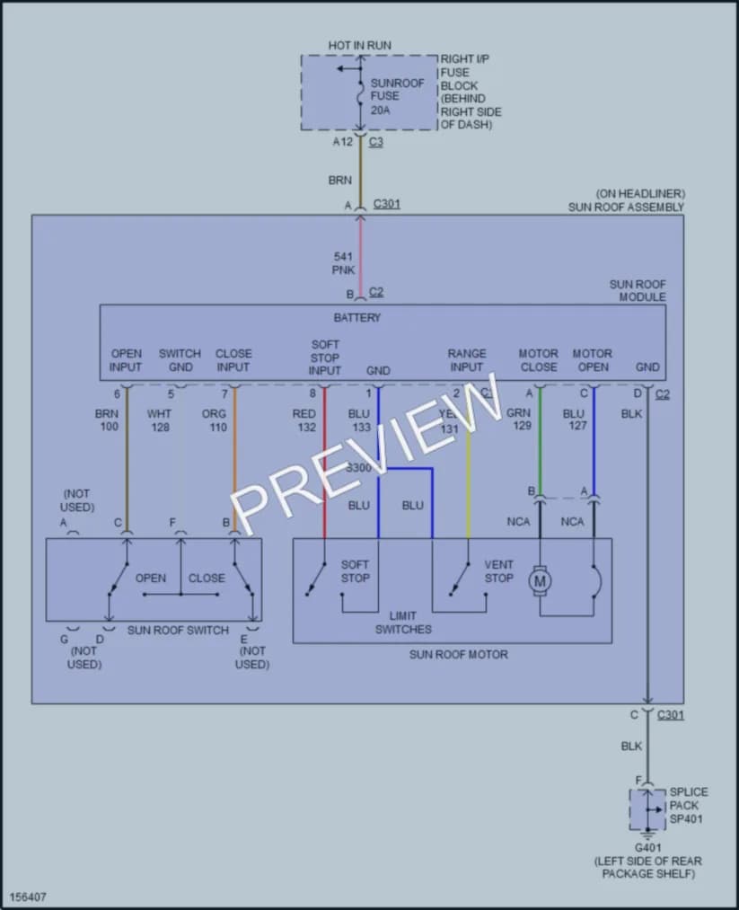2002 Pontiac GrandAm Power Top Sunroof wiring diagram preview
