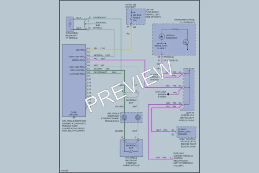 2002 Pontiac GrandAm Supplemental Restraints wiring diagram preview