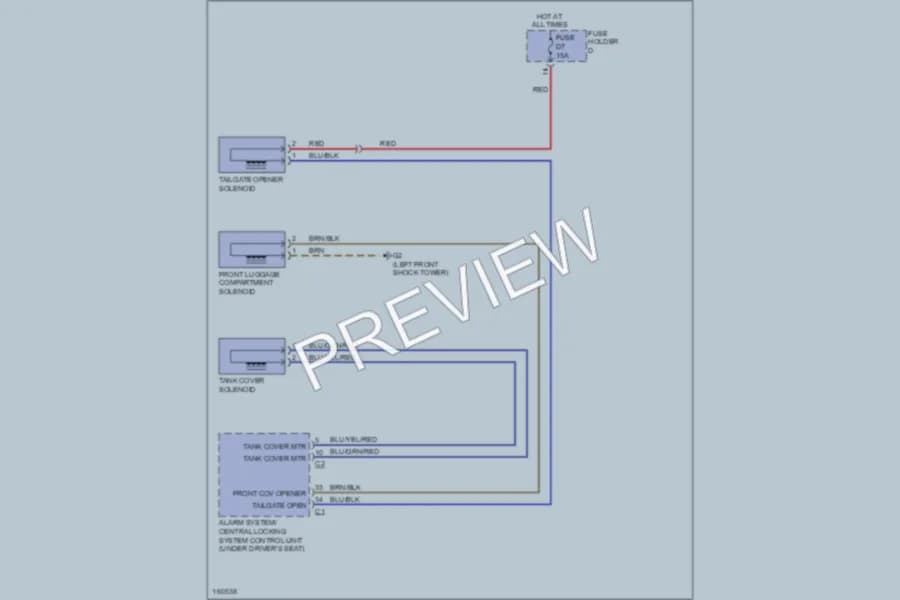 2002 Porsche Boxster Trunk Tailgate Fuel Door wiring diagram preview
