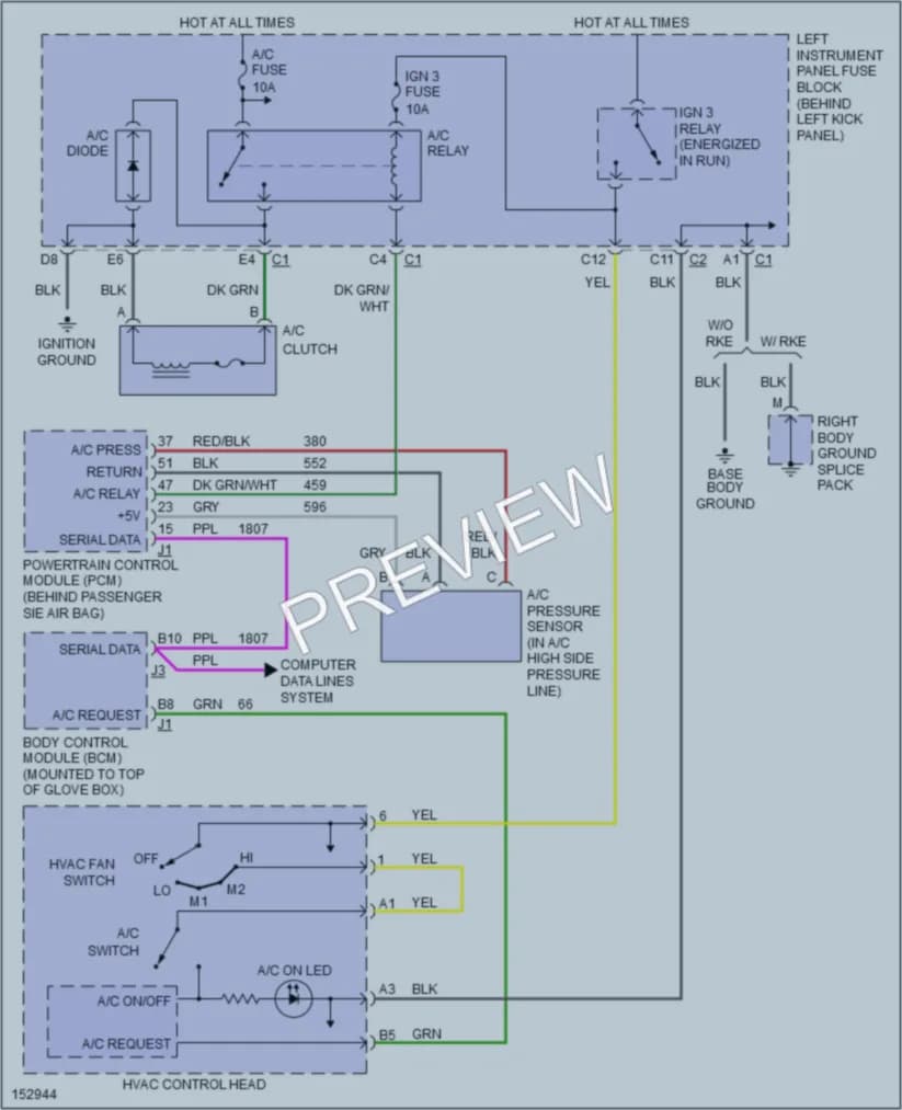 2002 Saturn L100 Air Conditioning wiring diagram preview