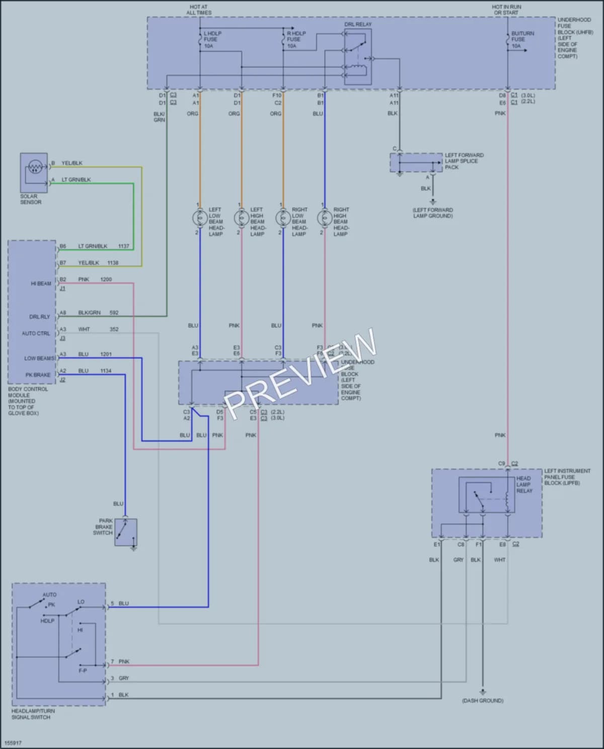 2002 Saturn L100 Headlights wiring diagram preview