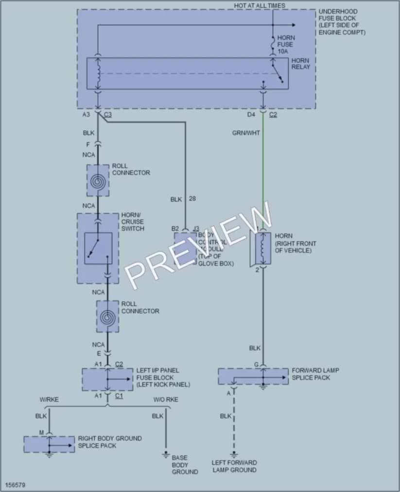 2002 Saturn L100 Horn wiring diagram preview