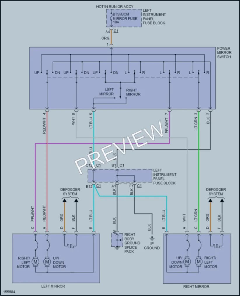 2002 Saturn L200 Power Mirrors wiring diagram preview