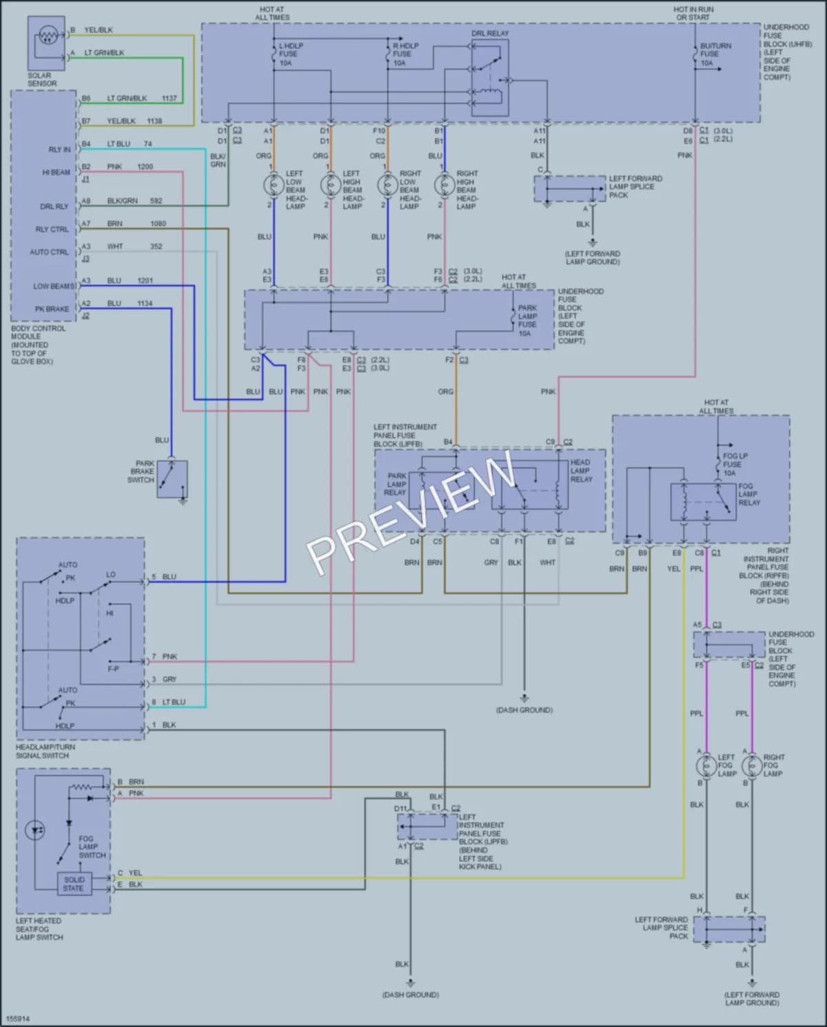 2002 Saturn LW300 Headlights wiring diagram preview