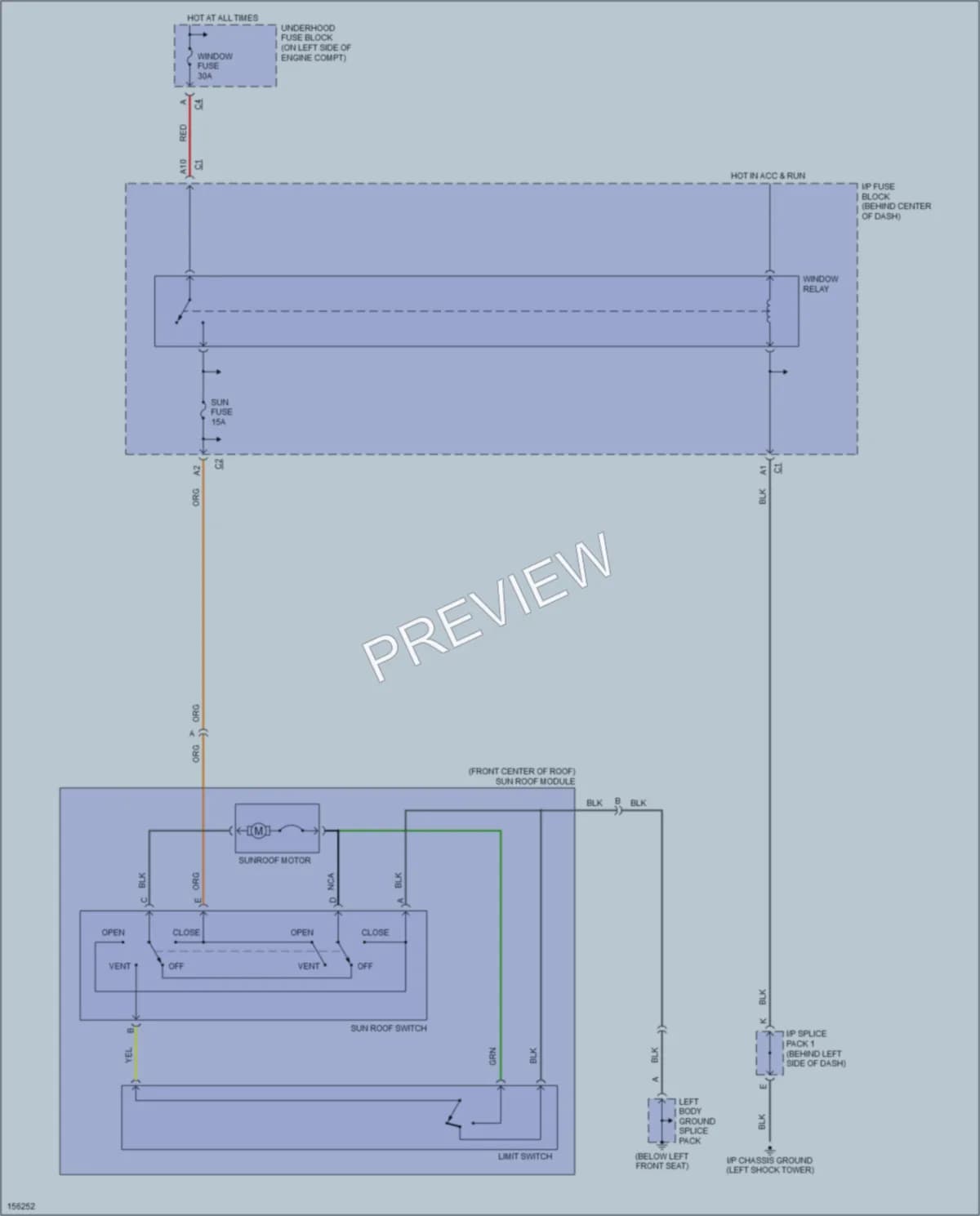 2002 Saturn SC2 Power Top Sunroof wiring diagram preview