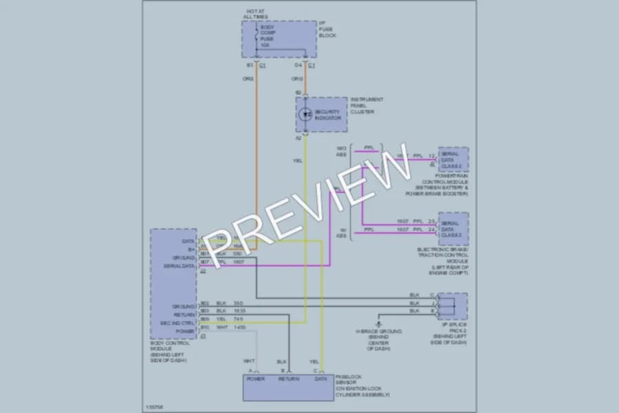2002 Saturn SL Anti Theft wiring diagram preview