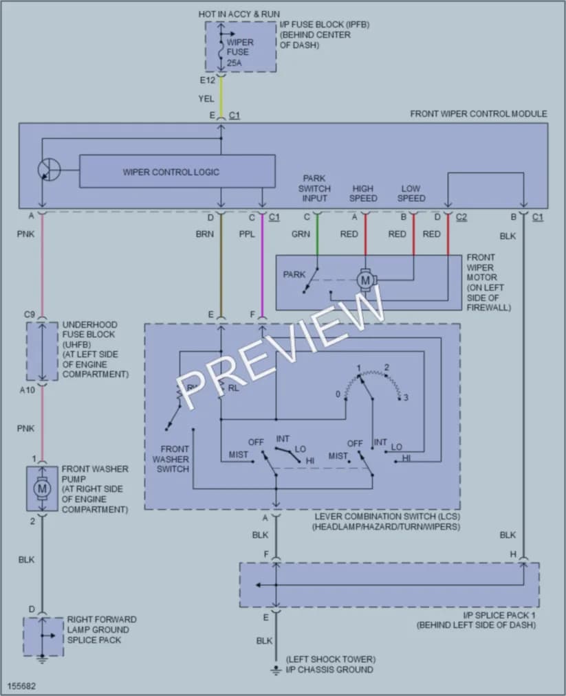 2002 Saturn SL1 Wiper Washer wiring diagram preview