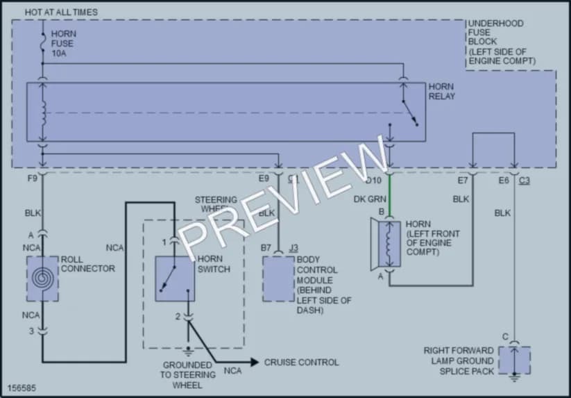 2002 Saturn SL2 Horn wiring diagram preview