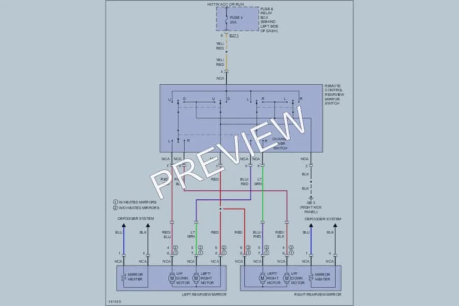 2002 Subaru Impreza Power Mirrors wiring diagram preview