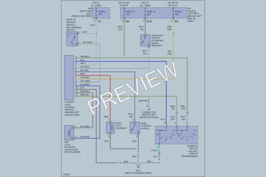 2002 Subaru Legacy Shift Interlocks wiring diagram preview