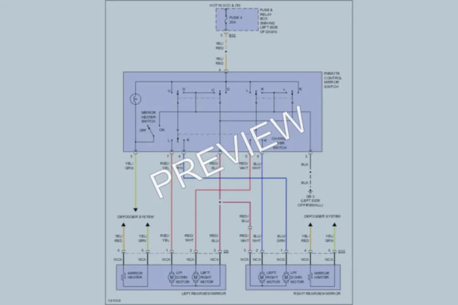 2002 Subaru Outback Power Mirrors wiring diagram preview