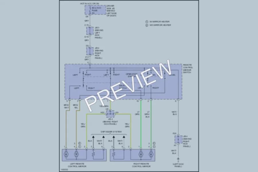 2002 Toyota Avalon Power Mirrors wiring diagram preview