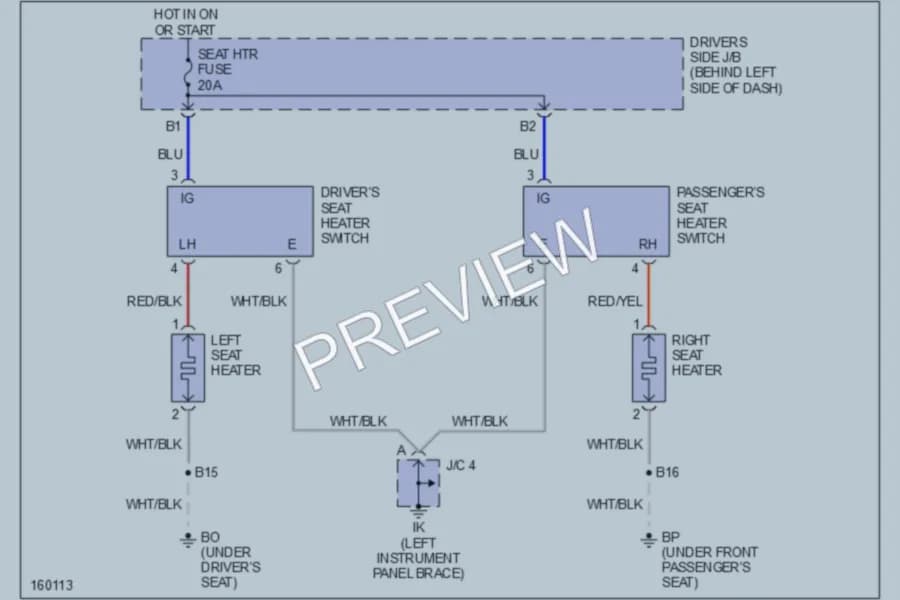 2002 Toyota Camry Power Seats wiring diagram preview