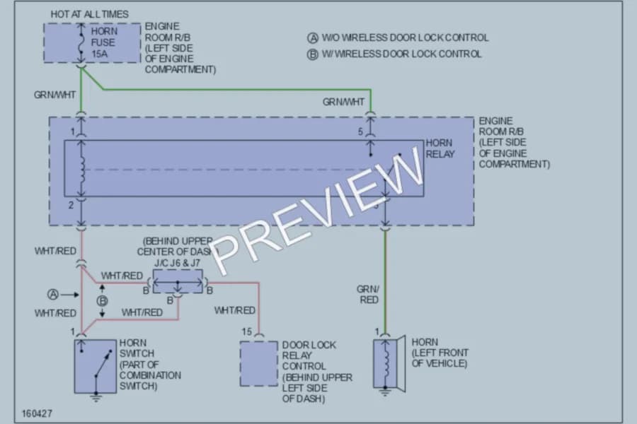 2002 Toyota Echo Horn wiring diagram preview
