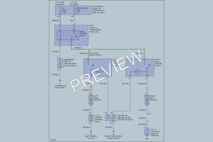 2002 Toyota Highlander Power Seats wiring diagram preview
