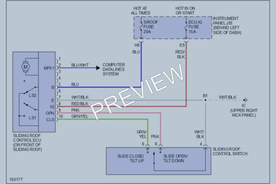 2002 Toyota Highlander Power Top Sunroof wiring diagram preview