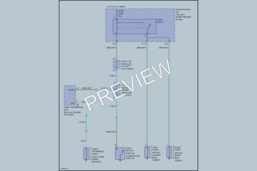 2002 Toyota LandCruiser Horn wiring diagram preview