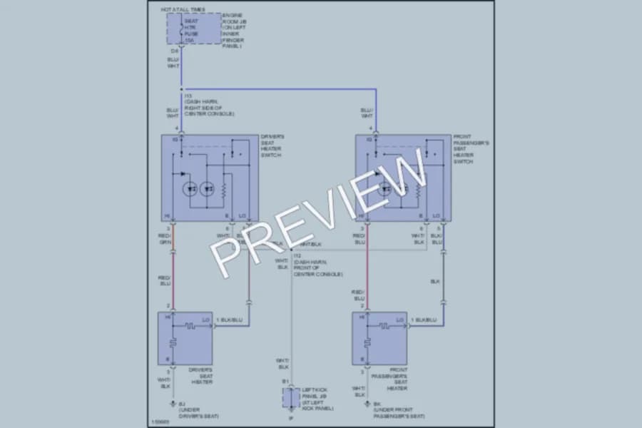 2002 Toyota LandCruiser Power Seats wiring diagram preview