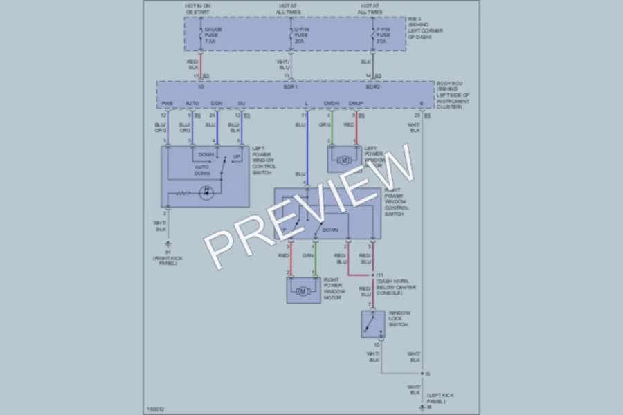 2002 Toyota MR2Spyder Power Windows wiring diagram preview