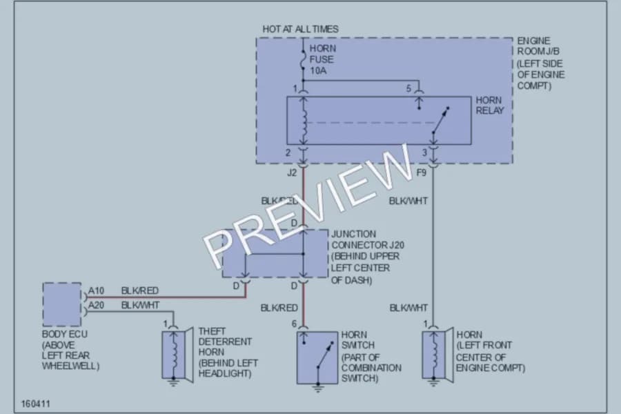 2002 Toyota Prius Horn wiring diagram preview