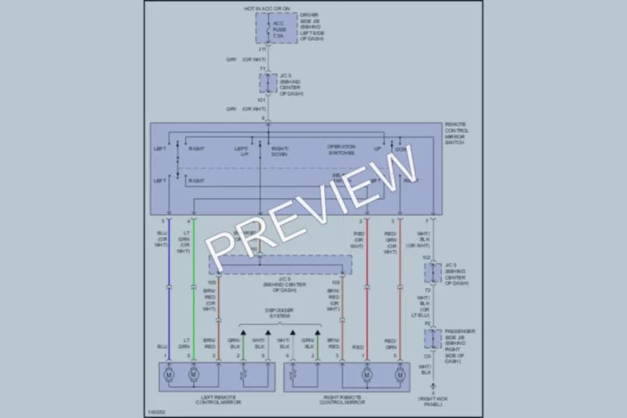 2002 Toyota RAV4 Power Mirrors wiring diagram preview