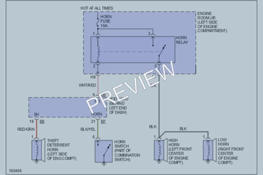 2002 Toyota Sequoia Horn wiring diagram preview