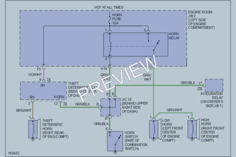 2002 Toyota Sienna Horn wiring diagram preview