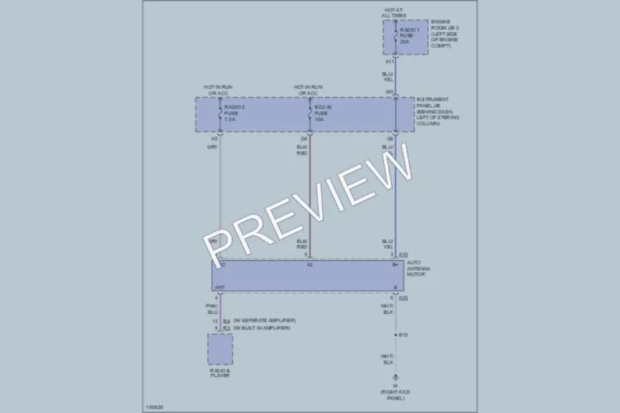 2002 Toyota Solara Power Antenna wiring diagram preview
