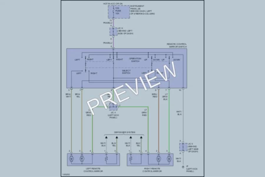 2002 Toyota Solara Power Mirrors wiring diagram preview