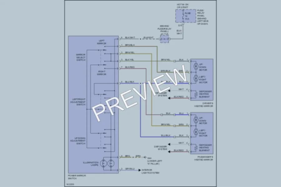 2002 Volkswagen Cabrio Power Mirrors wiring diagram preview