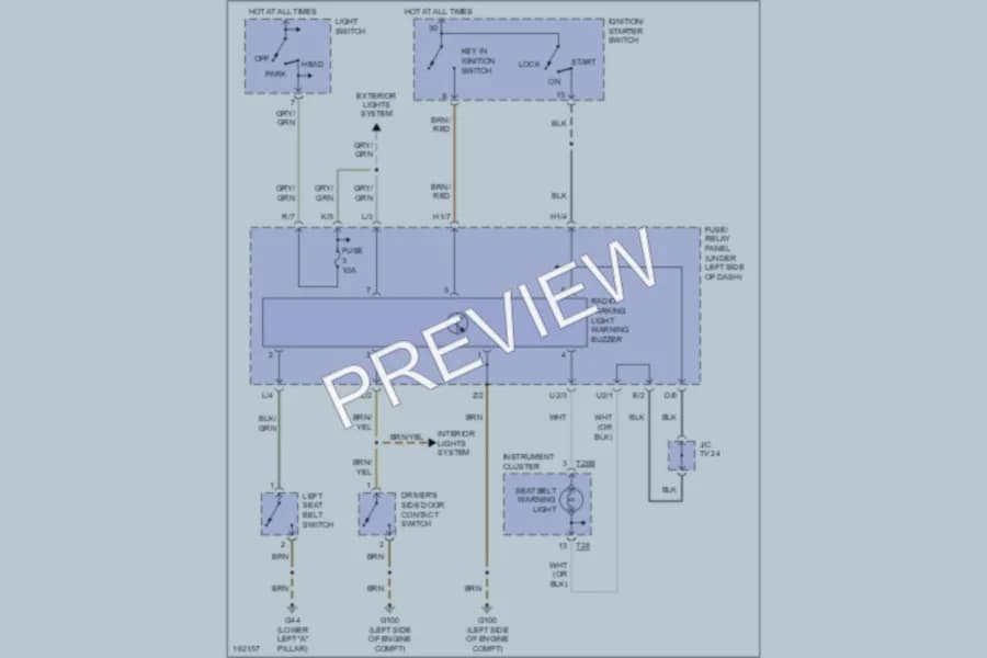 2002 Volkswagen Cabrio Warning Systems wiring diagram preview