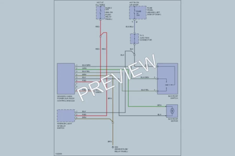 2002 Volkswagen EuroVan Power Top Sunroof wiring diagram preview