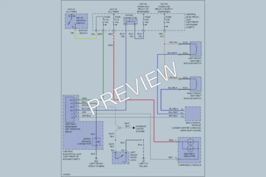 2002 Volvo C70 Warning Systems wiring diagram preview