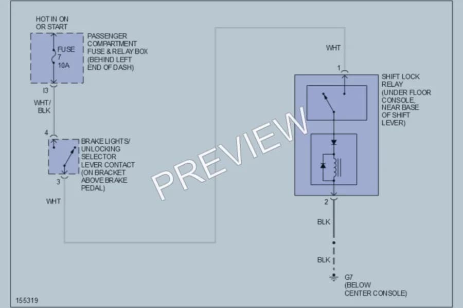 2002 Volvo S40 Shift Interlocks wiring diagram preview