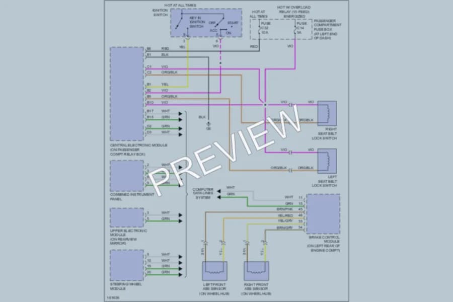 2002 Volvo S60 Warning Systems wiring diagram preview