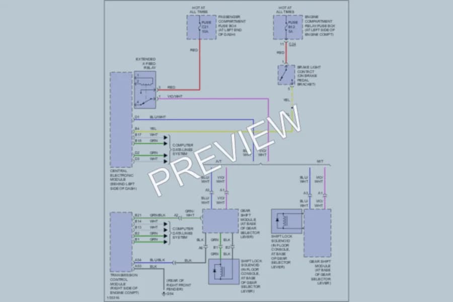 2002 Volvo V70 Shift Interlocks wiring diagram preview