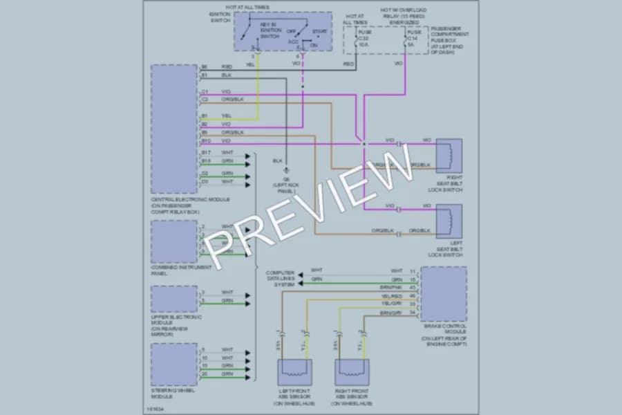 2002 Volvo V70 Warning Systems wiring diagram preview
