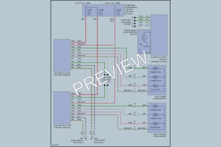 2002 Volvo V70XC Power Mirrors wiring diagram preview