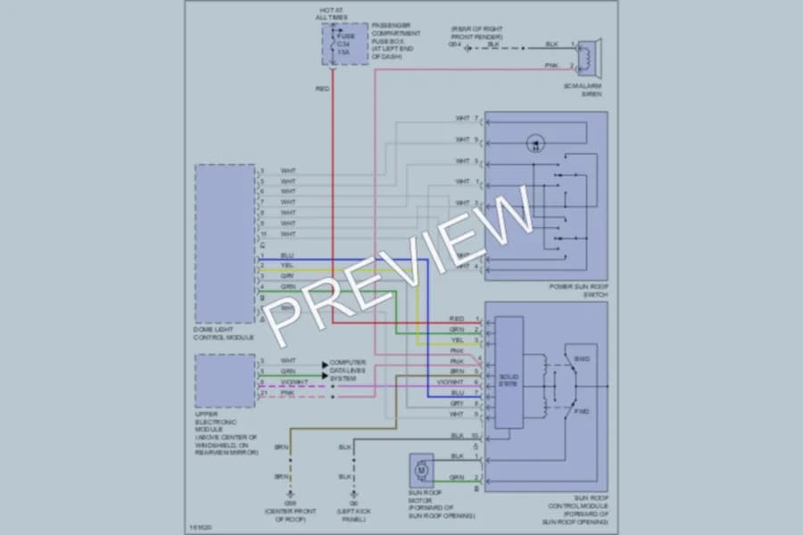 2002 Volvo V70XC Power Top Sunroof wiring diagram preview