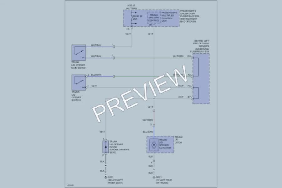 2003 Acura 32TL Trunk Tailgate Fuel Door wiring diagram preview